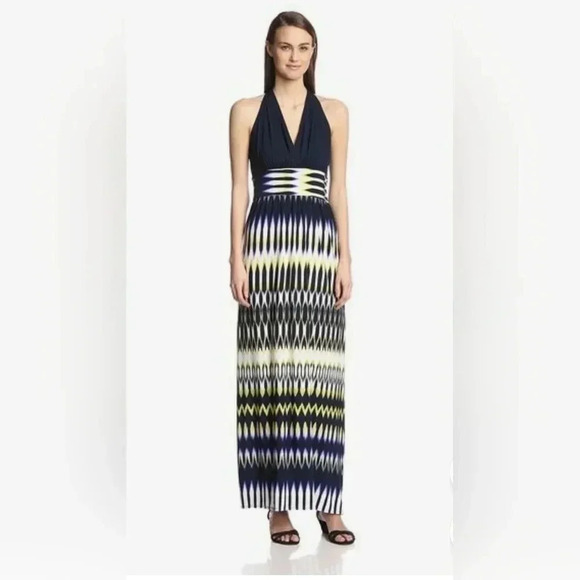 LONDON TIMES Women’s Medallion Print  Blue Stretch Sleeveless Maxi Dress Size 12 - Picture 1 of 13